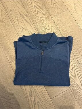 Perry Ellis Men's Blue Half-Zip Knit Sweater